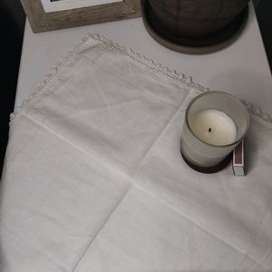 Plain White Handkerchief with Hand Tatted Edging